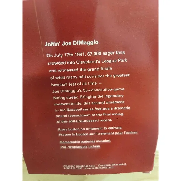 Heirloom Ornament‎ Collection Joltin Joe DiMaggio Baseball 2005 - Picture 3 of 6